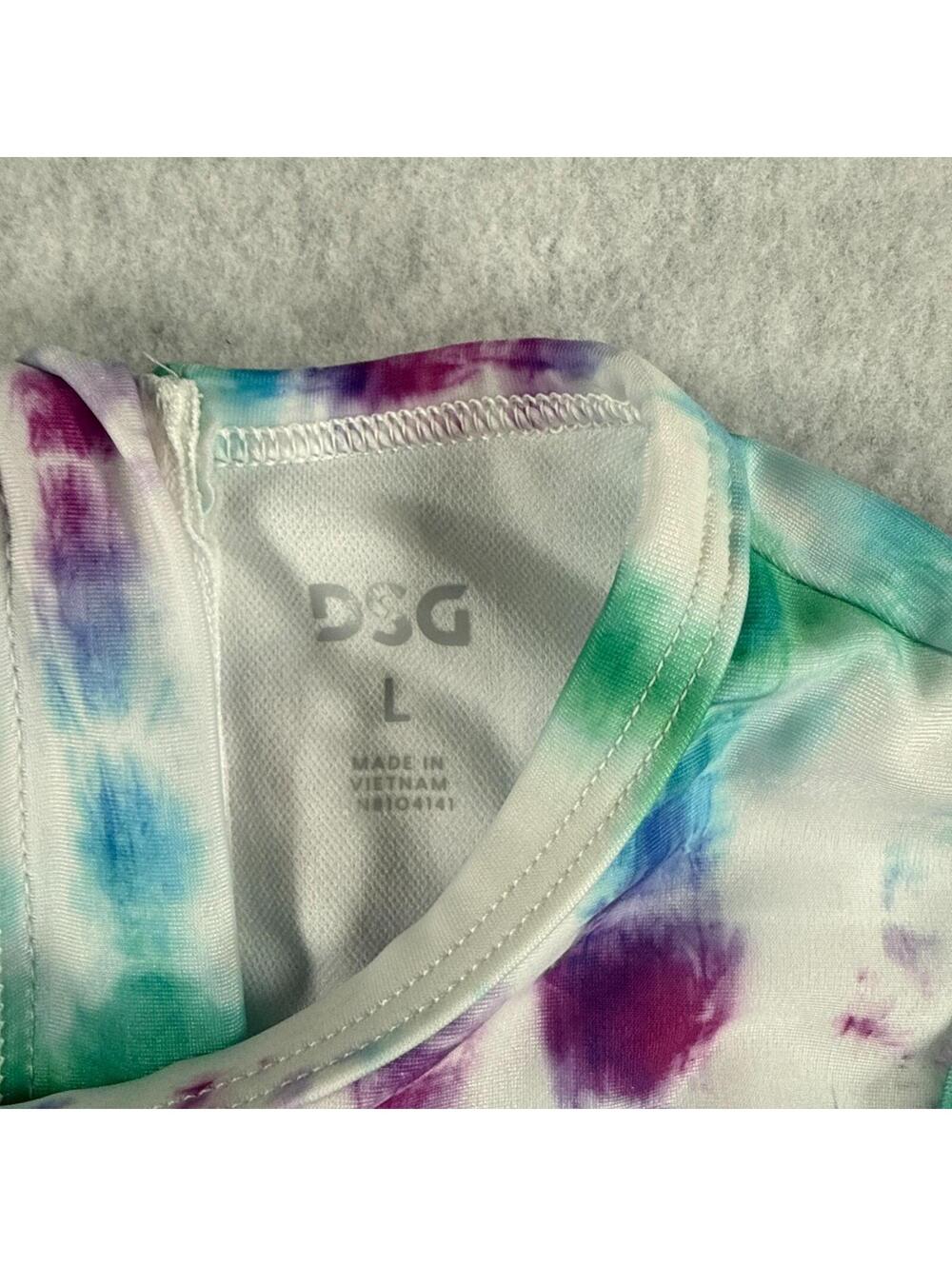 DSG Girls Large Tie Dye UPF 50+ Short Sleeve Zip Back One Piece Swimsuit NWT - Picture 5 of 6